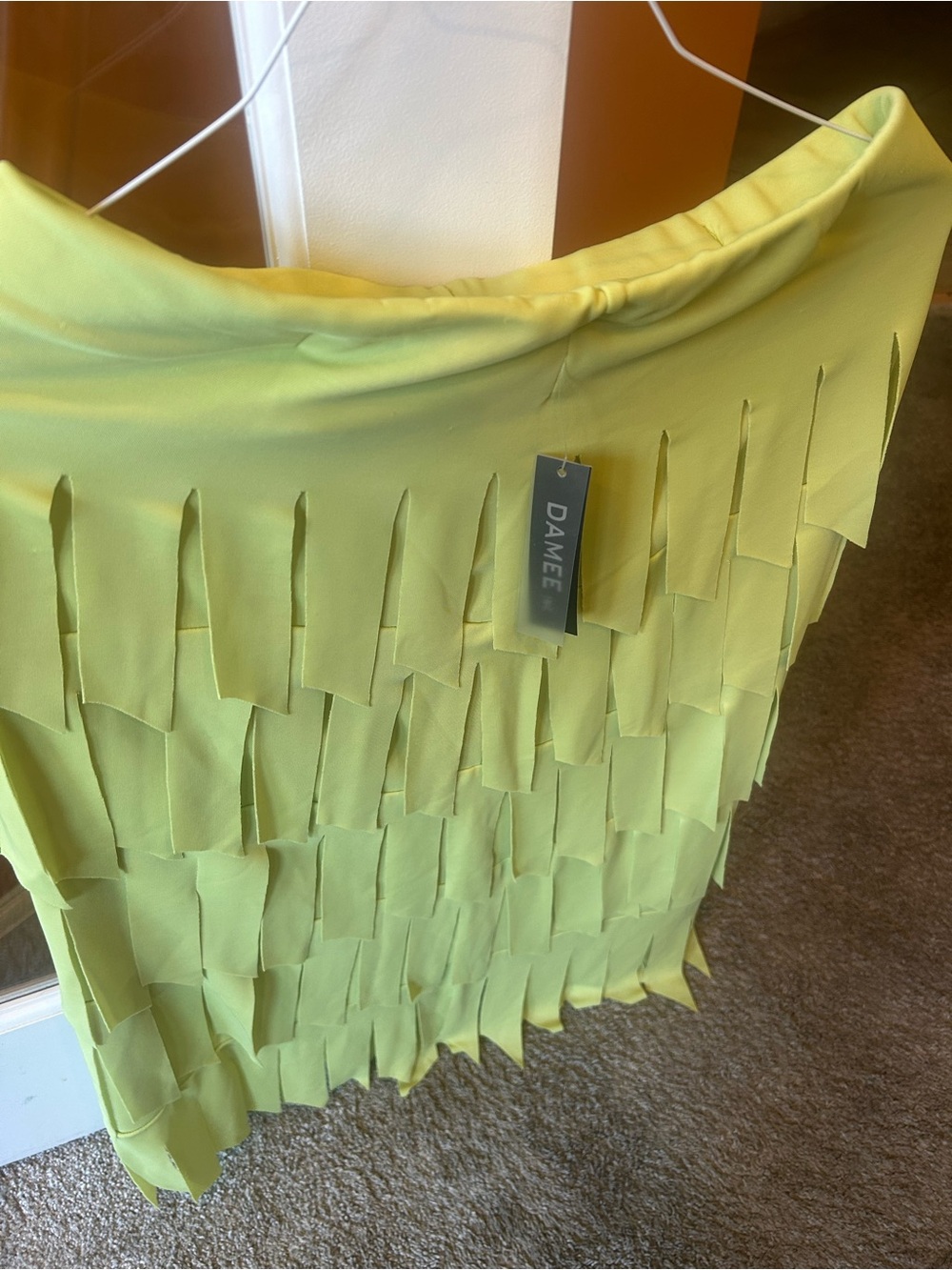 Lime Green Fringe Skirt Set. Fun dress